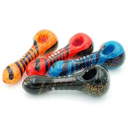 Latest Colorful Pyrex Thick Glass Pipes Dry Herb Tobacco Filter Handpipes Innovative Design Sparkle Spiral Decorate Handmade Smoking Cigarette Holder DHL Free