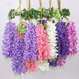 Wisteria Vine Artificial Flowers Silk Garland Arch Plant Decoration Home Garden Decoration Hanging Plant Wall Decorations