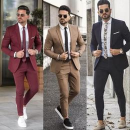 Men's Suits & Blazers Latest Designs Casual Looking For Men Slim Fit 2 Pieces Smart Business Groom Wedding Formal Blazer Sets With Pants Set