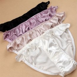 Silk Underkläder Låg midja Triangel Girls High Fork Pants XL 201112