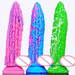 Nxy Dildos Dongs Realistic Soft Silicone Vegetable Bitter Gourd Dildo Anal Plug Dong Plant Penis Masturbation Adult Sex Toys Product for Women 220511