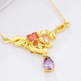 Pendant Necklaces Necklace For Women Zircon With Chain Wedding Gift Vietnam Sand Gold Fashion Jewellery Collares Para Mujer