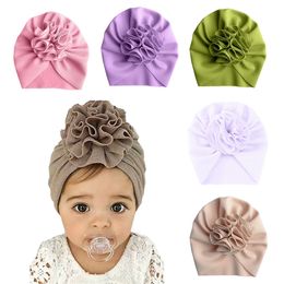 Cute Flower Hat Turban Infant Head Wraps Kids Bonnet born Toddler Beanie Cap for 018 Months Baby Headband 220812
