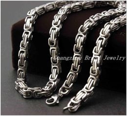 Chains High Quality 316L Stainless Steel Silver Colour Byzantine Chain Link Tone Mens Boys Necklace 8.5mm JewelryChains