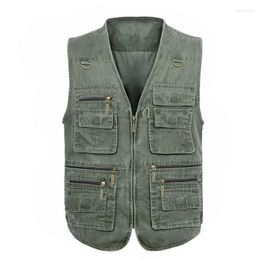 Men's Vests 5XL 6XL 7XL Male Casual Big Size Denim Sleeveless Vest With Maby 16 Pockets Men Multi Pocket Waistcoat Khaki Army Green Kare22