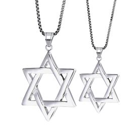 Pendant Necklaces RIR Jewish Magen Star Of David Necklace Men/Women Bat Mitzvah Gift Israel Judaica Hebrew Jewellery Hanukkah Silver Colour