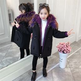 -30 Fashion Children Winter Jacket Girl Parkas Kids Warm Thick faux Fur coat Hooded Down Cotton coat Two-piece girl clothing LJ201130