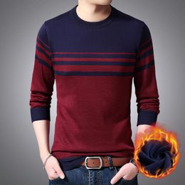 Men's Sweaters 2022Autumn And Winter Round Neck Fine Yarn Fleece Lined Padded Warm Keeping Multi-color Youth Men's Slim-fit Long-sleeved