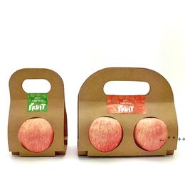 Gift Wrap Kraft Paper Fruit Holder Disposable Apple Orange Peach Handle Holders Takeaway Single Double Fruits Gifts Packaging GCF14351