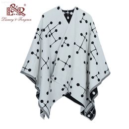 cashmere wrap cape Canada - Luxury Brand Poncho Jacket With Constellation Cashmere Scarves Women Winter Warm Scarf And Wrap Pashmina Thick Capes Femme Poncho J220721