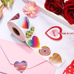 Gift Wrap 500pcs Valentine's Day Love Heart-shaped Label Paper Packaging Sticker Candy Sugar Coated Bag Box WeddingGift WrapGift