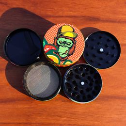 50mm 4 Layers Alloy Water Pipe Hookahs Grinder Gorilla Print Dry Herb Smoke Grinders Tobacco Crusher Smoking Accessory