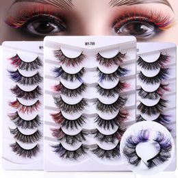 7 Pairs Colour Eyelash Fluffy Faux 3D Mink Eyelashes Makeup Long Full Stripe Colourful False Lashes Soft Light 8d Eye Lash Extension