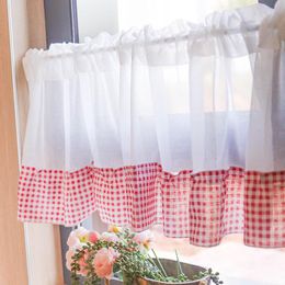 Curtain & Drapes Short Voile With Plaid Cloth Cotton Yarn In Kitchen Dining Room Living Customised Tulle DividerCurtain