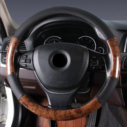 Steering Wheel Covers For Most Vehicle Car Cover Braid Styling Wood Grain Leather Comfortable BreathableSteering