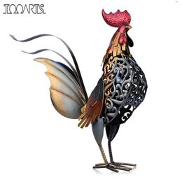 Tooarts Metal Figurine Iron Rooster Home Decor Articles Vivid Colourful Figurine Craft Gift For Home Decoration Accessories T200331