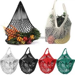 Cotton Mesh Net String Shopping Bag Reusable Foldable Fruit Storage Handbag Totes Women Shopping Mesh Net Grocery Tote Bag AA