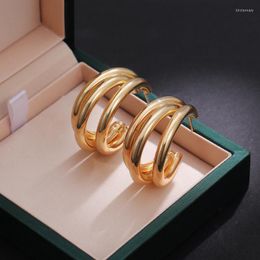 Hoop & Huggie Fashion Metal Earrings Women 3 Rows Tube Design Versatile Statement Earring Female Trendy Jewellery Drop 2022Hoop Kirs22