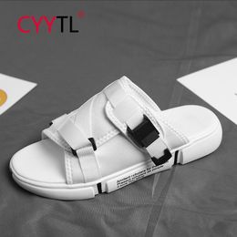 CYYTL Summer New Brand Men Shoes Korean White Slippers for Men Flat Slip Nonslip Outdoor Beach Sandals Zapatos Hombre 210301