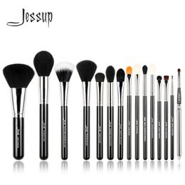 Jessup Pro 15pcs Makeup Brushes Set Black/Silver Cosmetic Make up Powder Foundation Eyeshadow Eyeliner Lip Brush Tool beauty 220623