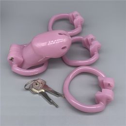 Resin Male Chastity Device with 4 Size Penis RingsCock CageCockringChastity BeltPenis LockAdult Games Sex Toys For Men 220606