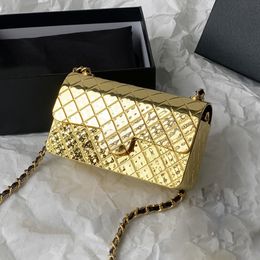 2022Ss France Womens Classic Mini Flap Metal Gold/Silver Vanity Bags Tiny Cosmetic Case With Chain Crossbody Shoulder Handbags Designer Outodoor Sacoche Purse 12CM