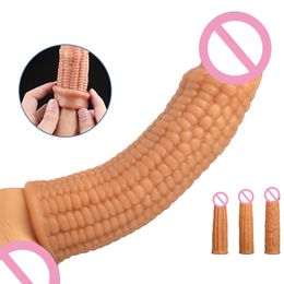 Delay Ejaculation Penis Sleeve Silicone Cock Extender Extension sexy Toys For Men Enlargement Ring Intimate Goods L1