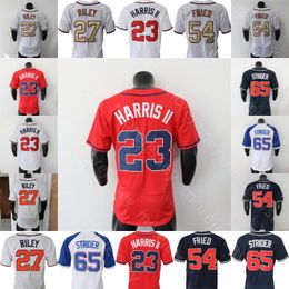 Michael Harris II Jersey Austin Riley Max Fried Spencer Strider Pullover Navy White Gold Red Player Cool Base Size S-3XL