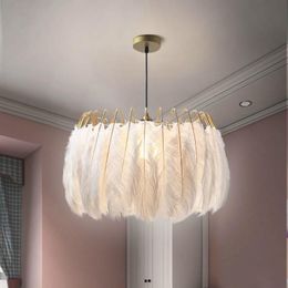 Pendant Lamps Feather Lights Modern Living Room Light Fixture Romantic Bedroom Lamp Children's Decor LED Hanging LampsPendant