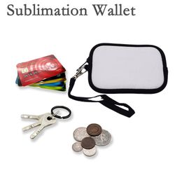 Sublimation Coins Purse Bags DIY Blank Cosmetic Pouch Heat Transfer Coin Purses Neoprene Cosmetic Bag with Zipper for Ladies Kids