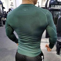 Long sleeve t shirt Compression Tights Men Fitness Running Shirt Breathable Quick dry Long Sleeve Sport Gym sweat Clothing L220704