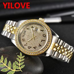 Men's And Women's Top Luxury Diamond Watch Stainless Steel Folding Buckle Waterproof Clock Sapphire Luminous Function Calendar Magnifying Glass Wristwatch