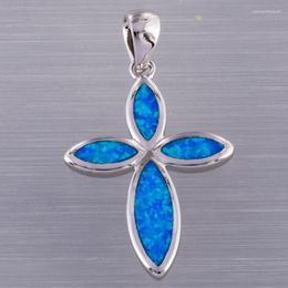 Pendant Necklaces Infinity Cross Ocean Blue Fire Opal Silver Plated Jewelry For Women NecklacePendant NecklacesPendant