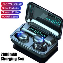 TWS Wireless Headphones Mini Bluetooth 5.0 Earphones F9 Stereo Headset Sport Earbuds With Microphone Charging Box For iphone Samsung Smartphone