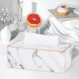 Marble Pattern Light Luxury Paper Drawer Box el Restaurant Leather Drawer Box Living Household Tissue Box 210326