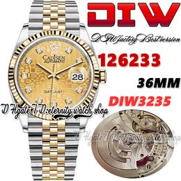 DIW diw126233 SA3235 Automatic Mens Watch Two Tone Yellow Gold Fluted Bezel Champagne logo Diamonds Dial 904L Jubileesteel Bracelet Super Edition eternity Watches