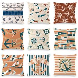 Cushion/Decorative Pillow 45cm Fashion Navigation Them Inimitated Silk Fabric Throw Covers Cushion Cover Home Decorative PillowsCushion/Deco