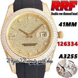 RFF Latest jh228348 A3255 Automatic Mens Watch tw126333 ew86409 Diamond inlay Gold Dial Stainless Iced Out Diamonds Case Rubber Strap eternity Jewellery Watches