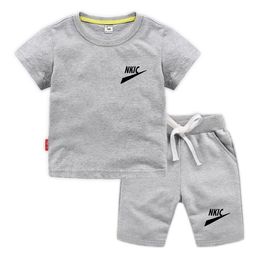 Summer Basketball Brand Print sets Children's T-Shirt Suit Short Sleeve Shorts 2 Piece Kids Sportswear Boys Girls Cotton Casual