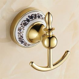 BECOLA Gold Robe Hook Bathroom Accessories Wall Hooks BR-5501 T200717