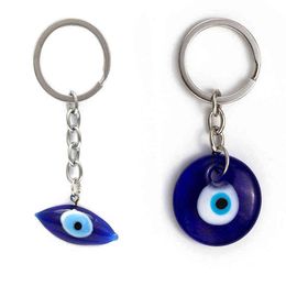 -Wanglufei Blue Evil Eye Charms Soportista de llavero Turco Costeo de ojo griego Anillos de llave para la bolsa de automóviles Accesorios de joyería