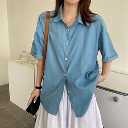 Women's Blouses & Shirts Summer Button Up Shirt For Women Blouse Tops Holiday Beach Hawaiian Clothes Cardigan Office Ladies Work Clothing Ca