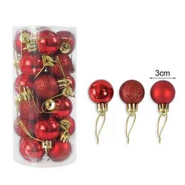 Stock 24Pcs Christmas Tree Decor Ball 3Cm Bauble Hanging Xmas Party Ornament Decorations for Home 2022 New Year Christmas Decoration C0817