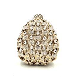 Evening Bags Ladies Bridal Wedding Party Women Egg Shape Bag Diamond Luxury Peacock Leather Clutches Elegant Crystal PursesEvening