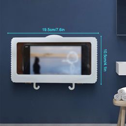 Storage Bags Shower Phone Holder 5kg Bathroom Organiser Waterproof Wall Mounted Bath Mobile Case Box WhiteStorage