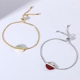 Link Chain 2022 Design Luxury Color-preserving Gold-plated Shell Resin Retractable Adjustable Box Bracelet Women Jewellery