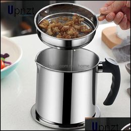 Other Kitchen Tools Kitchen Dining Bar Home Garden 1.3L Stainless Steel Oil Strainer Pot Container Jug Storage Can Dhwoz