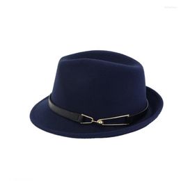 Women Men Fedora Hat With Leather Belt Elegant Lady Party Panama Wide Brim Hats Delm22