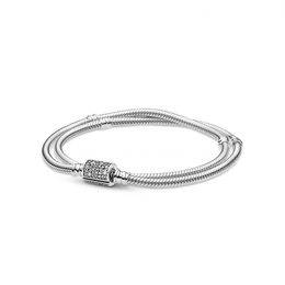 925 Silver bangle Charms buckle circle snake bone suitable for Beads Fit Pandora Bracelet