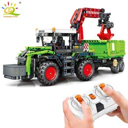 HUIQIBAO 1481pcs RC Engineering Tractor Truck High Tech Building Block Electric Remote Control Bricks Intelligent Children Toys 220715